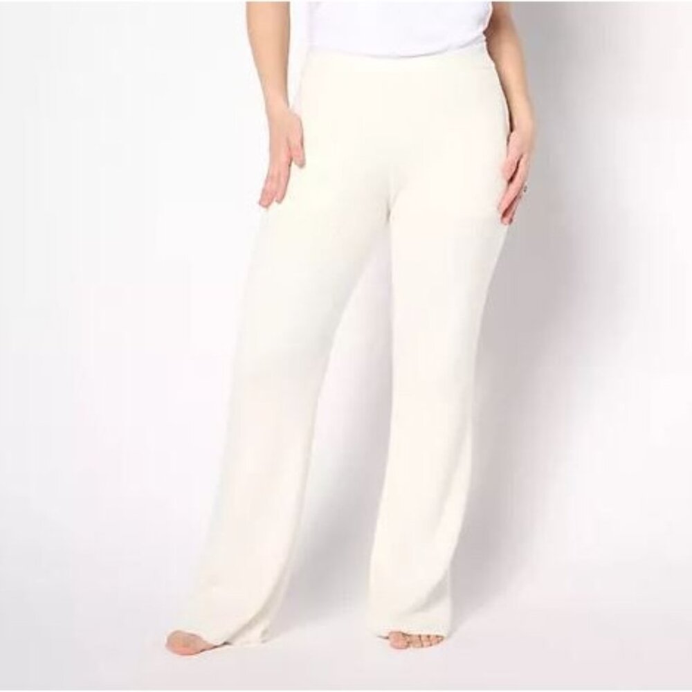 Barefoot Dreams Cream Wide-Leg Knit Pants